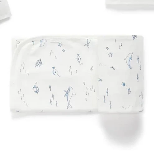 Organic Cotton Swaddle-  Vanilla Nautical
