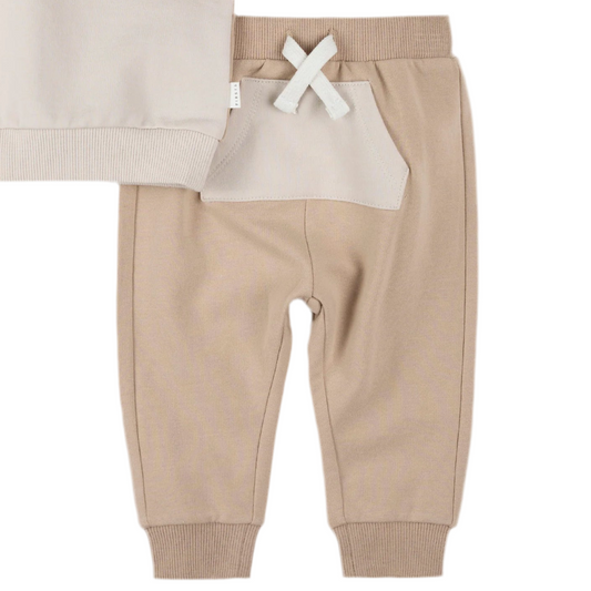 Sand Light Taupe Color Block Pants