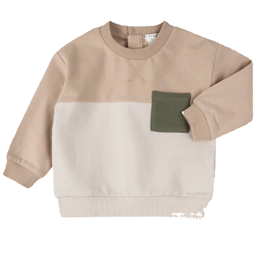 Sand Light Taupe Color Block Sweater