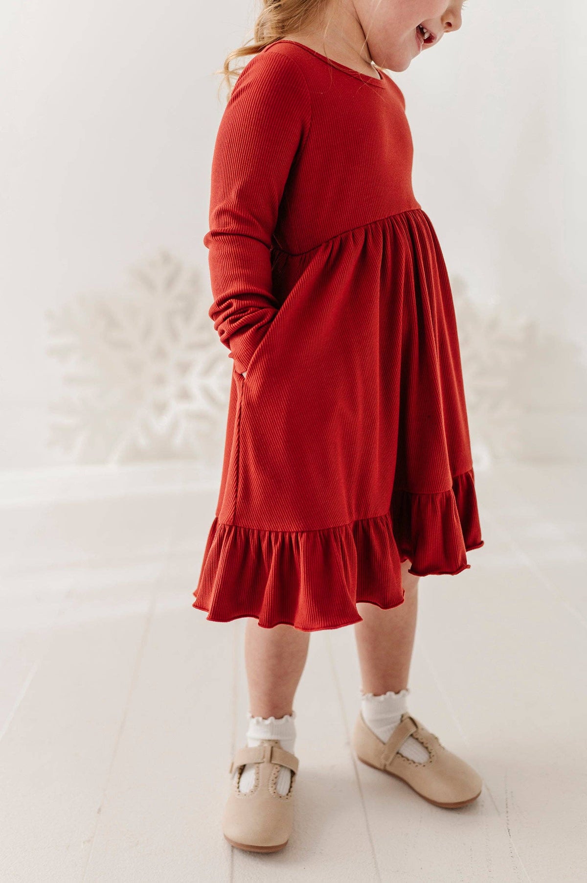 Berry Red Ribbed Ballet Dress