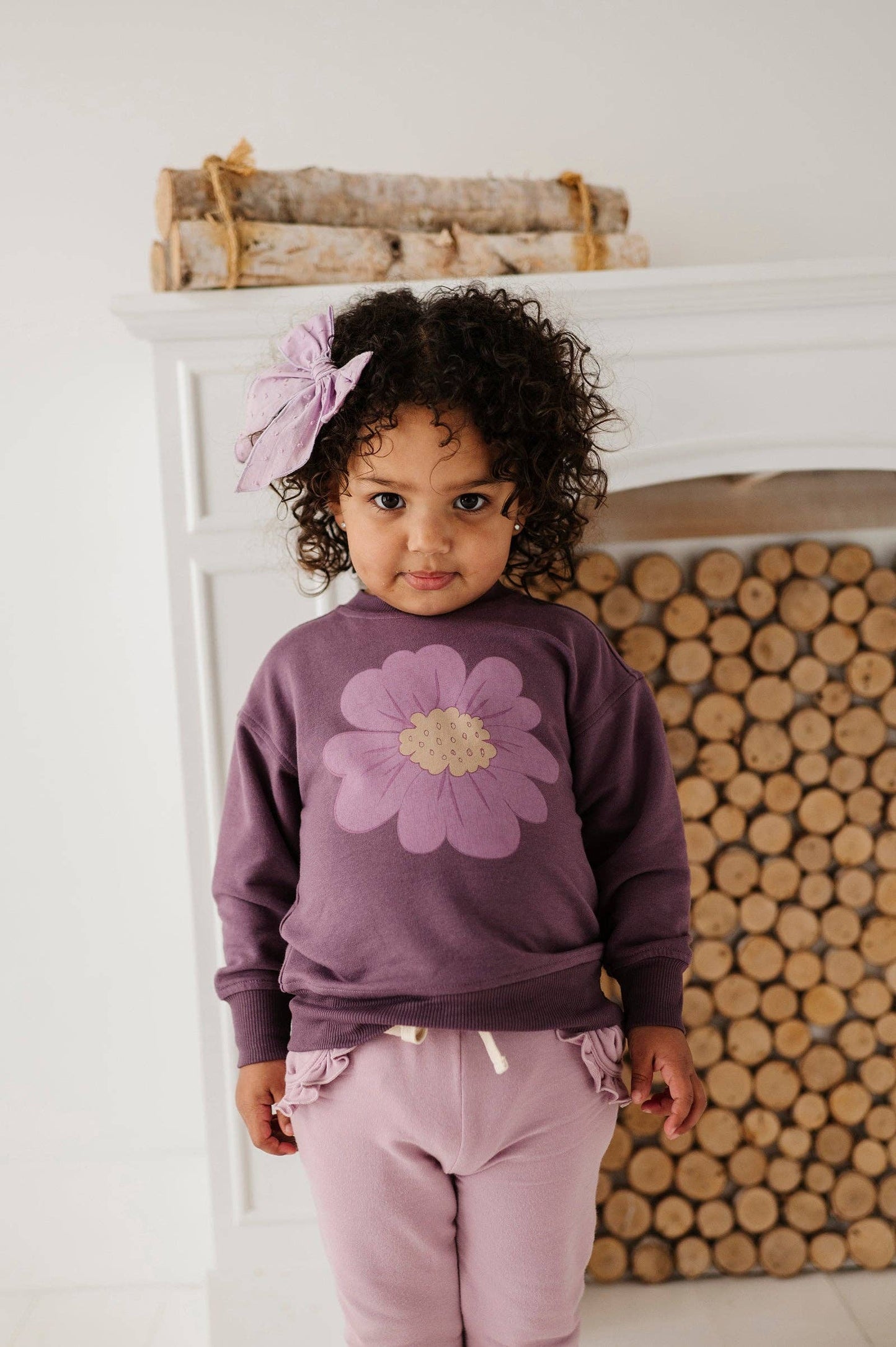 Bamboo Boxy Sweatshirt - Plum Wildflower