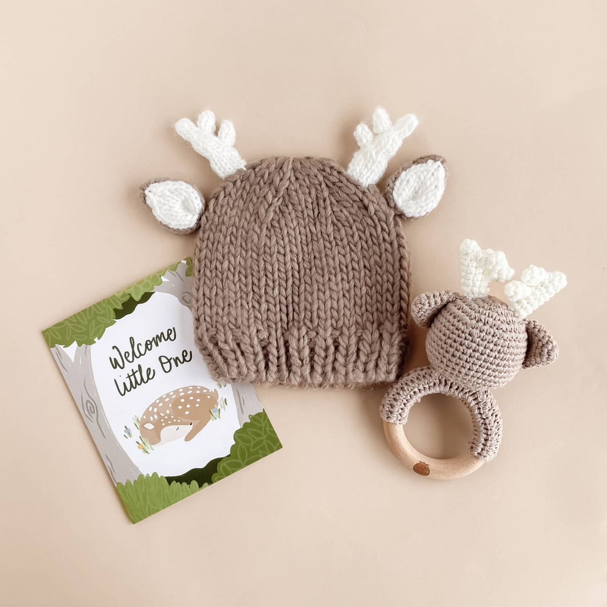 Organic Hartley Deer Beanie- Tan