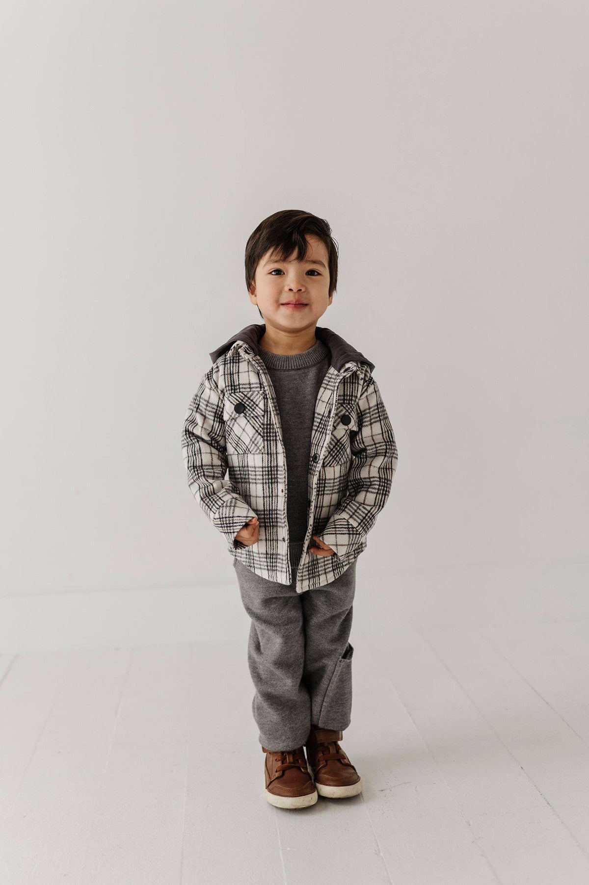 Granite Plaid Hooded Shacket