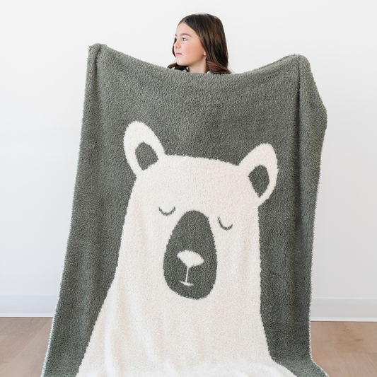 Double Layer Chenille Blanket - Bear