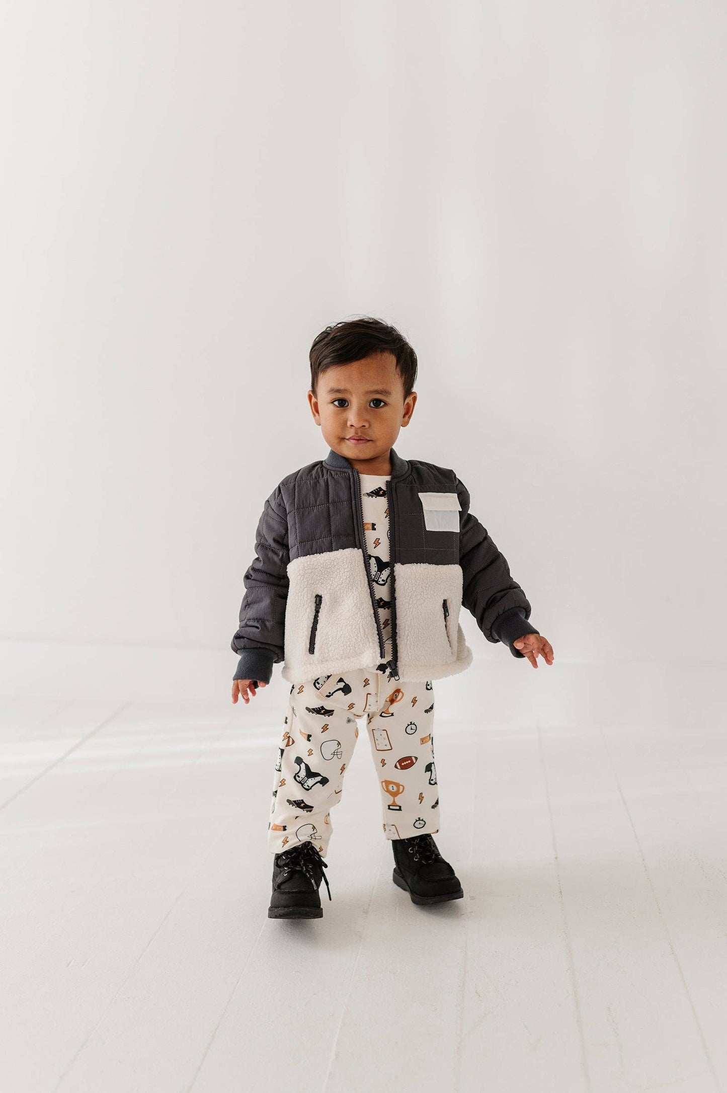 Charcoal Quilted Sherpa Jacket