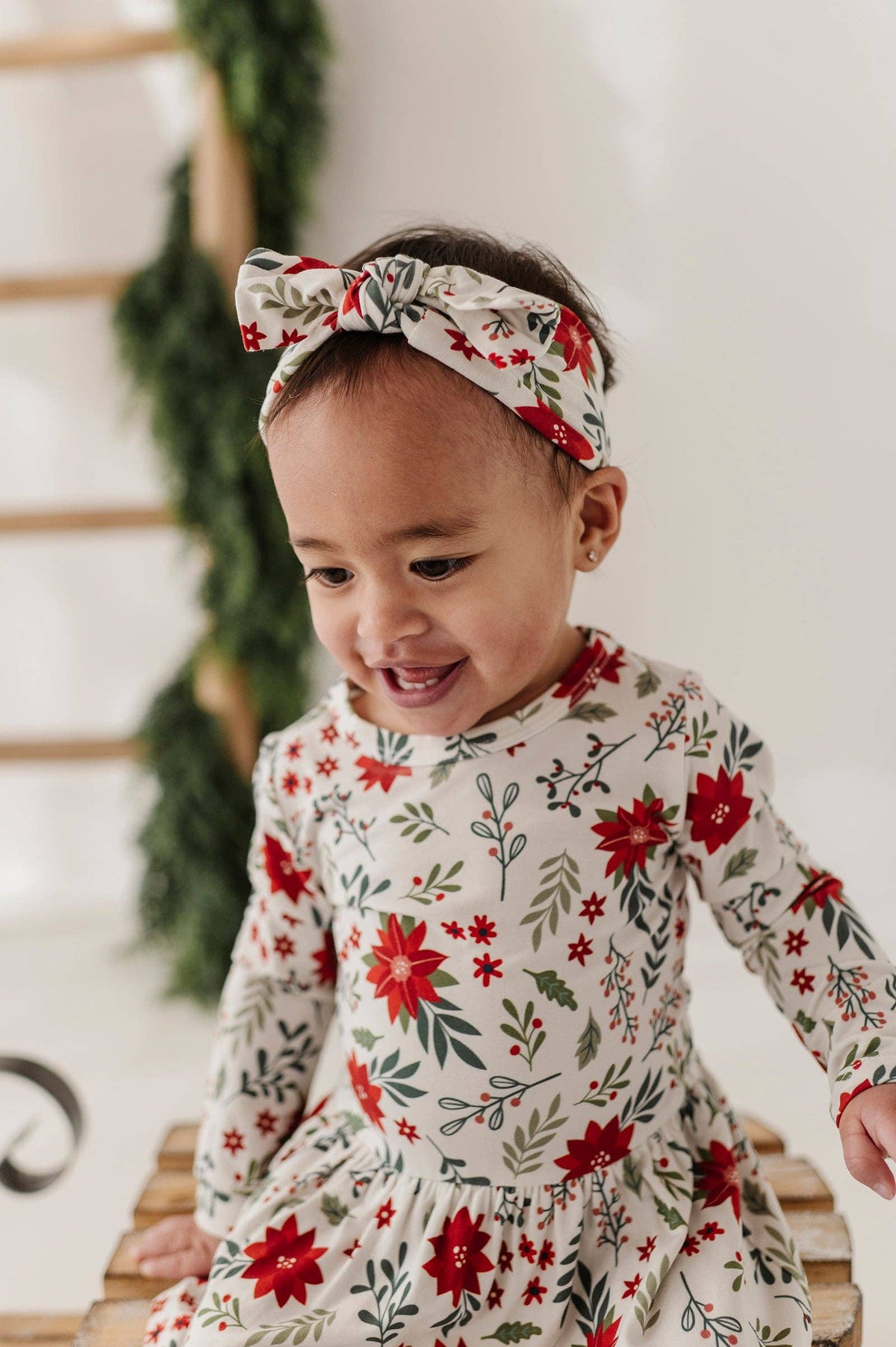 Poinsettia Long Sleeve Bodysuit Dress