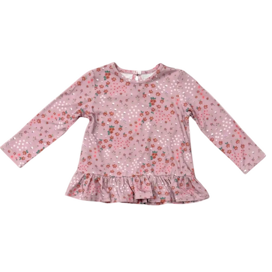 Mini Lilac Cluster Long Sleeve Peplum Top