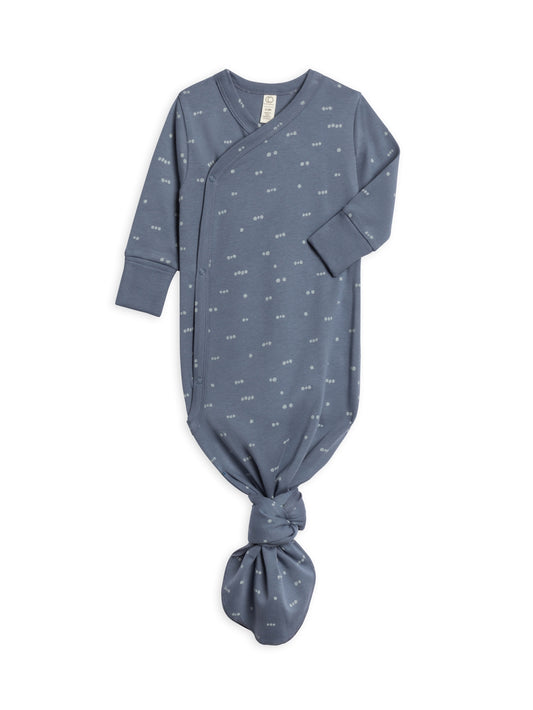 Organic Newborn Indy Kimono Gown - Tridot / Denim + Mist