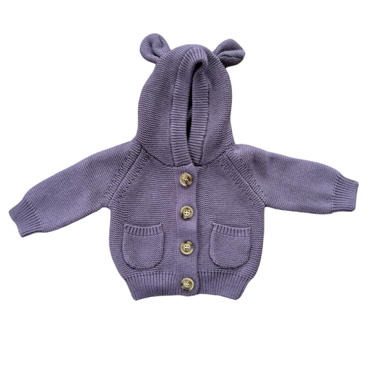 Knit Cotton Hoodie - Plum