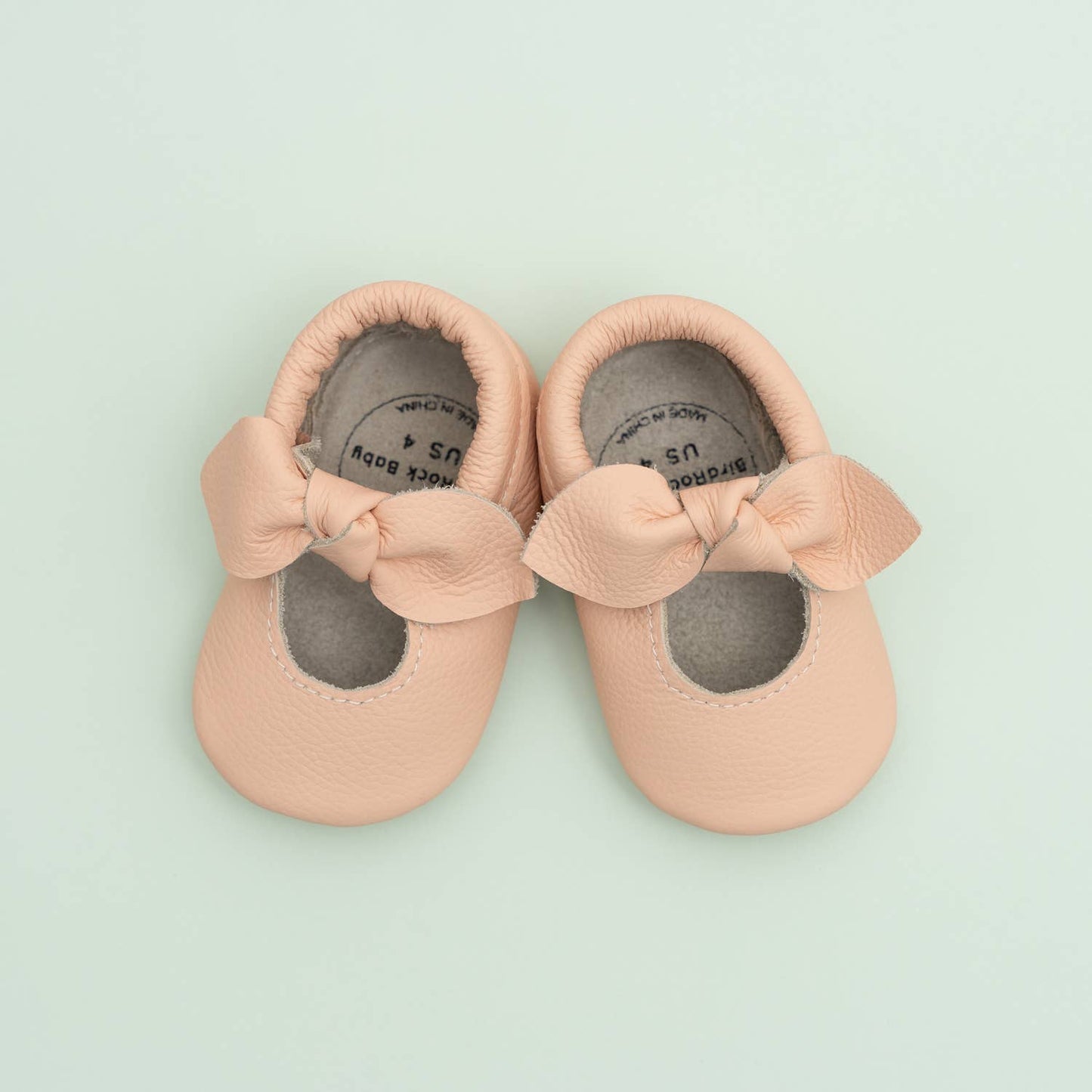 Desert Rose Knot Bow Leather Baby Moccasins