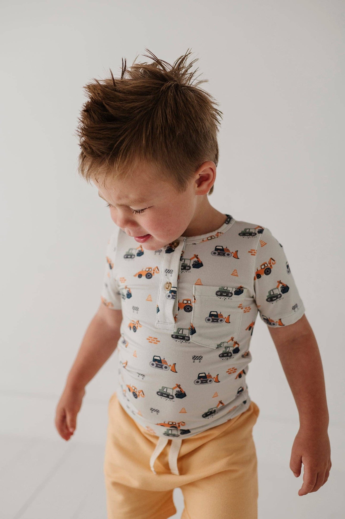 Construction Short Sleeve Henley Shirt