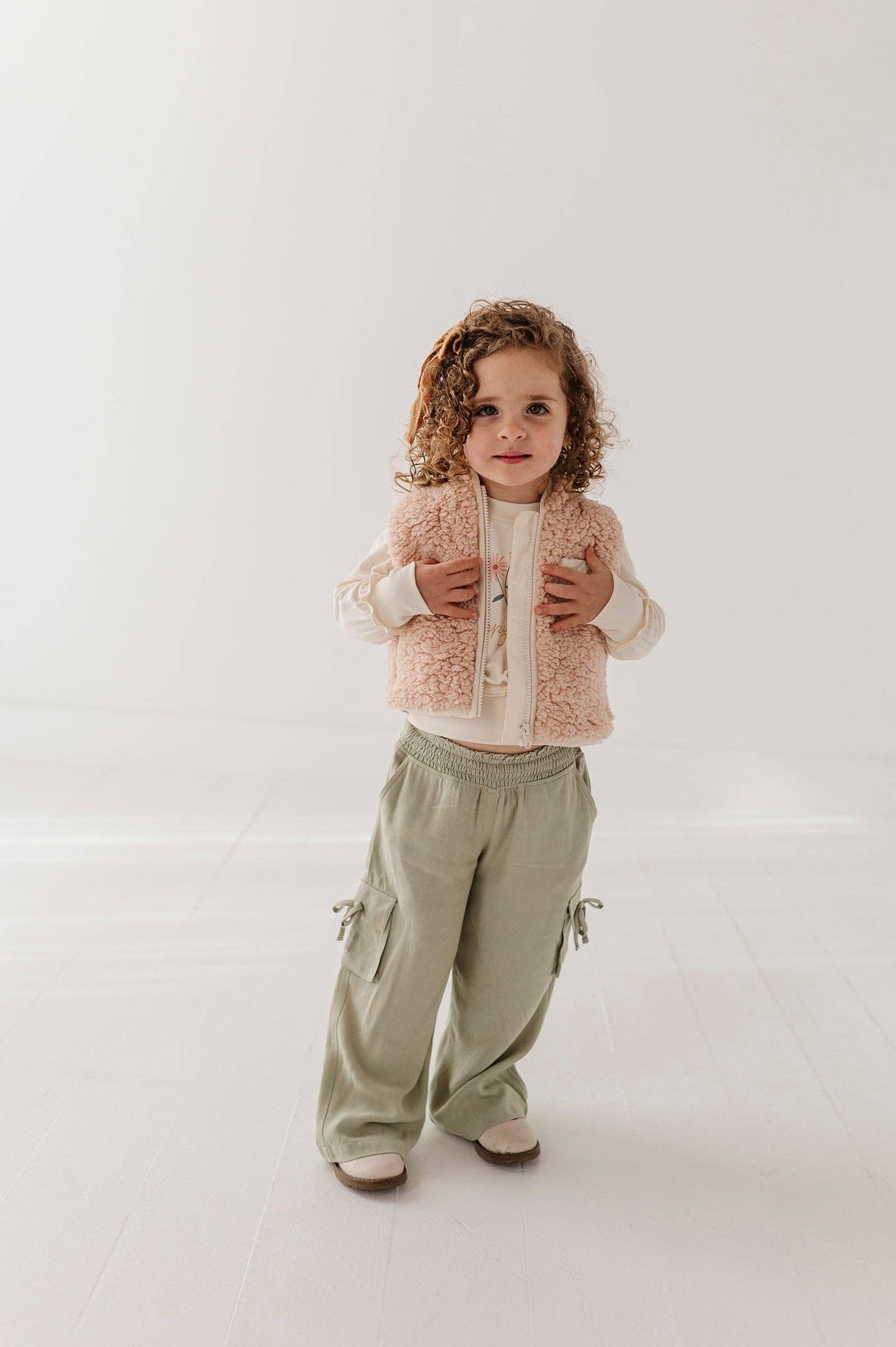 Soft Pink Sherpa Zipper Vest