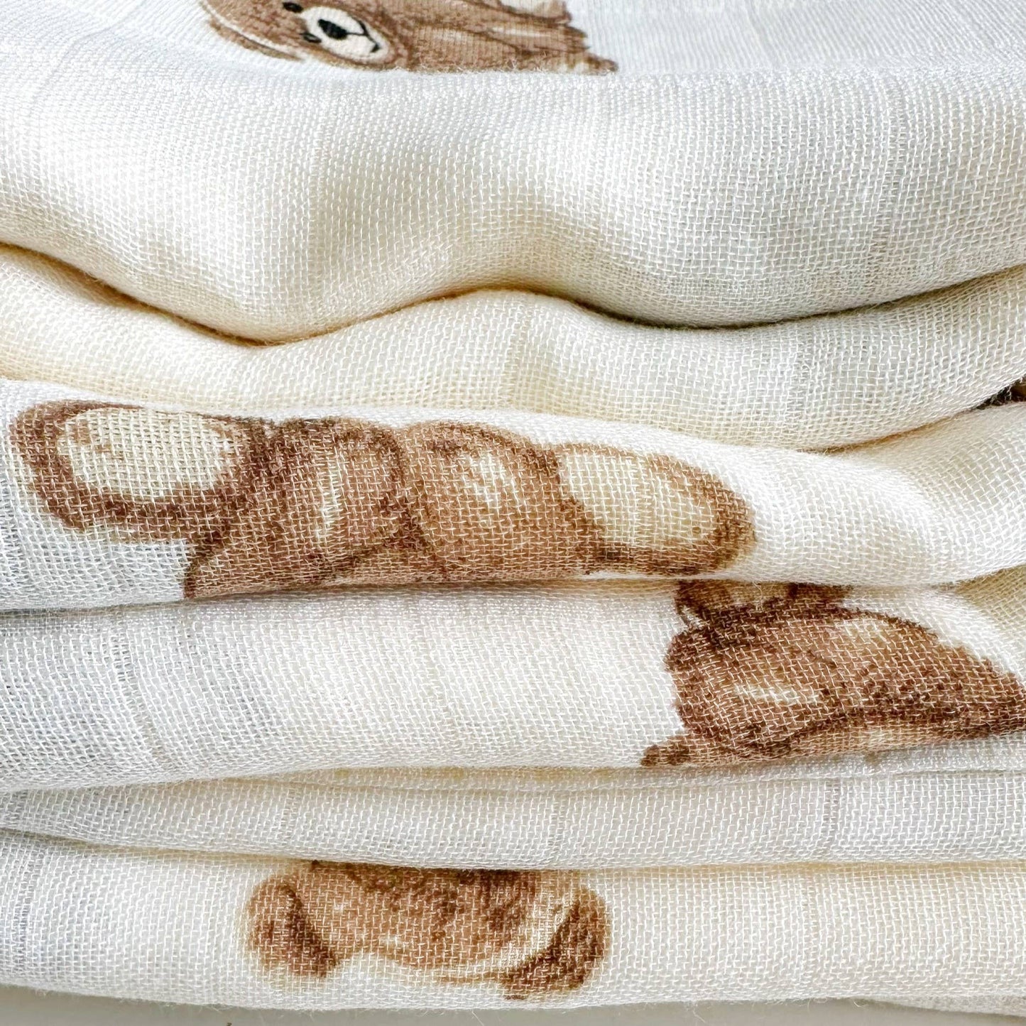 Bamboo Muslin Swaddle Blanket- Teddy Bear