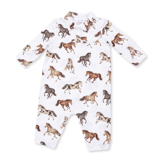 Wild Horses Long Sleeve Cowboy Romper