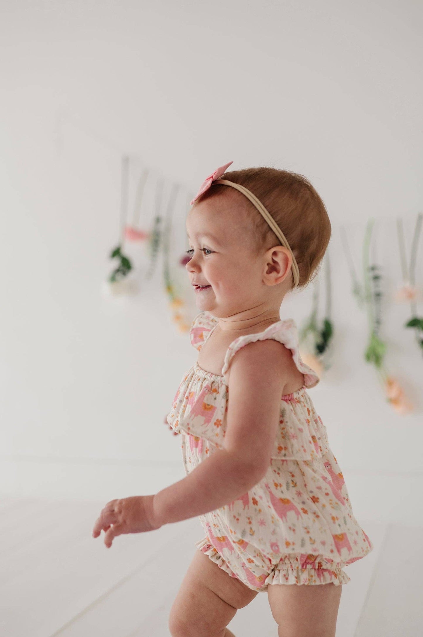 Pink Llamas Gauze Bubble Romper