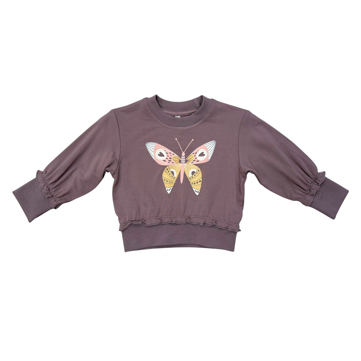 Butterfly Ruffle Hem Sweatshirt