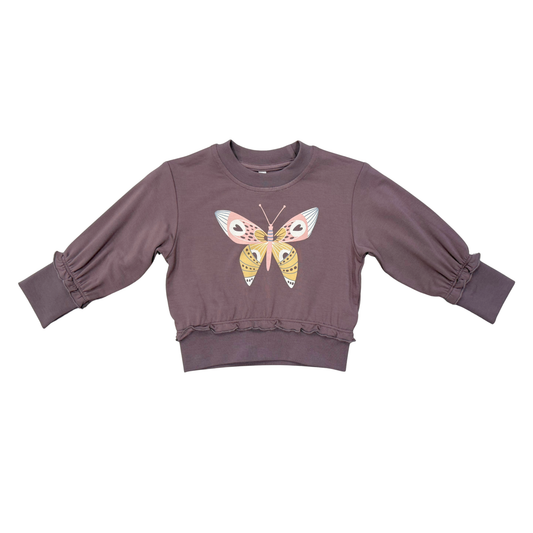 Butterfly Ruffle Hem Sweatshirt