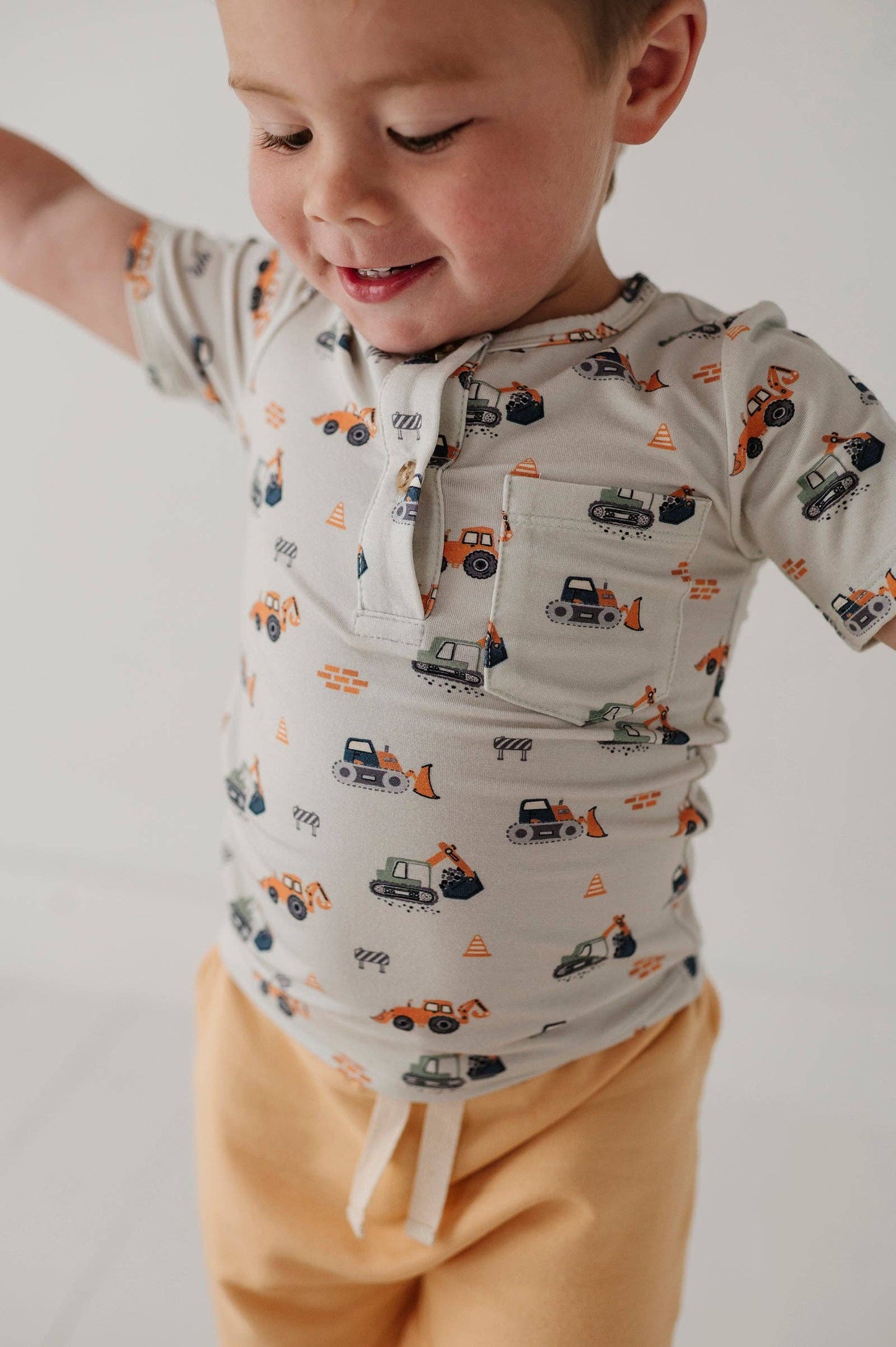 Construction Short Sleeve Henley Shirt