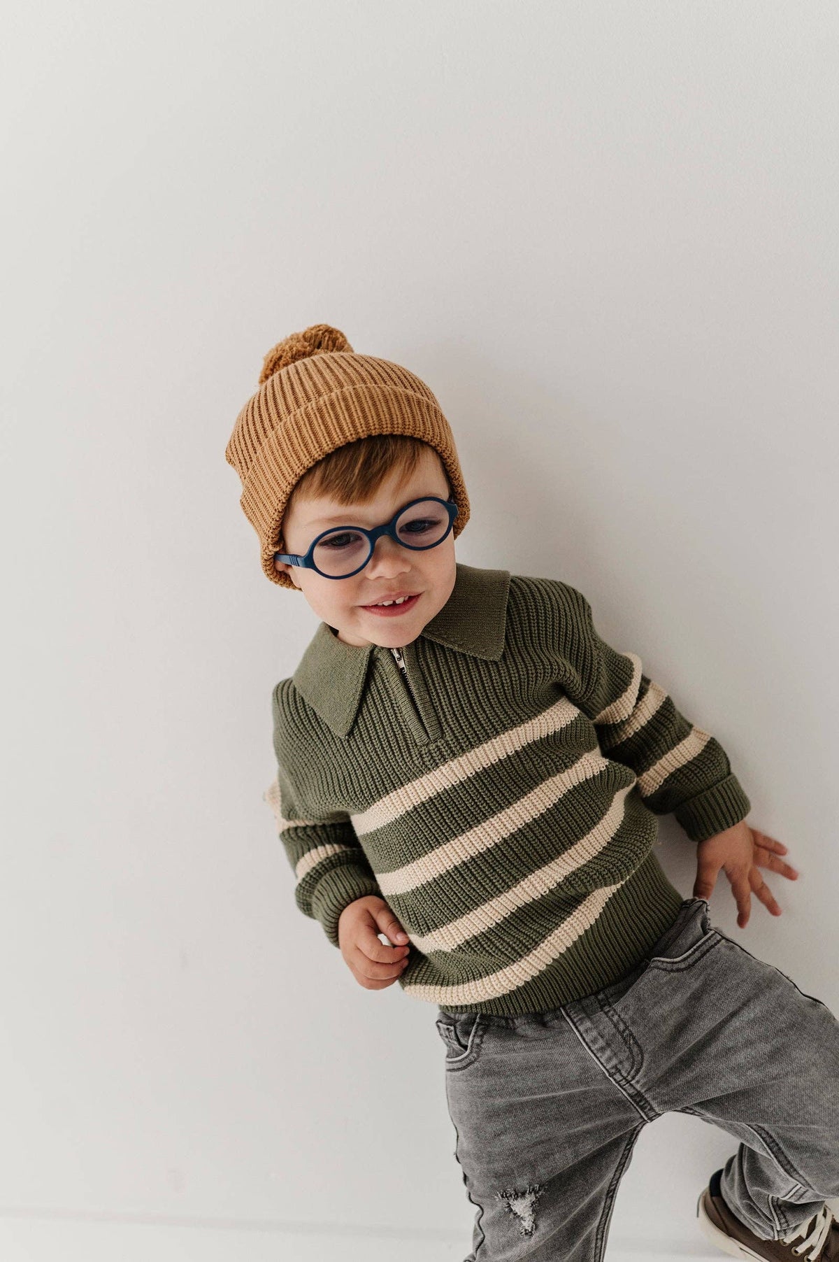 Camel Knit Pom Hat