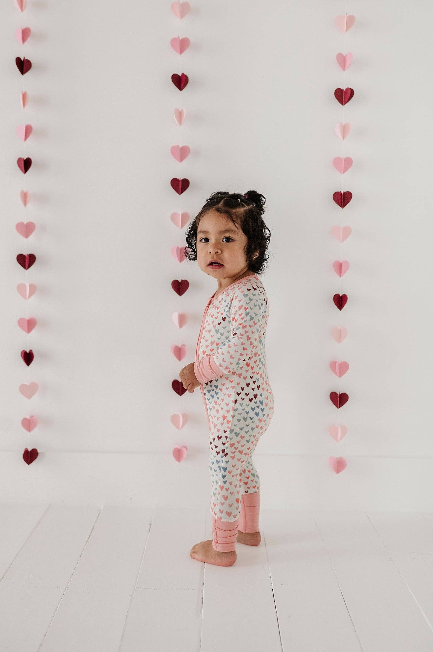 Rainbow Hearts Long Sleeve Zip Romper