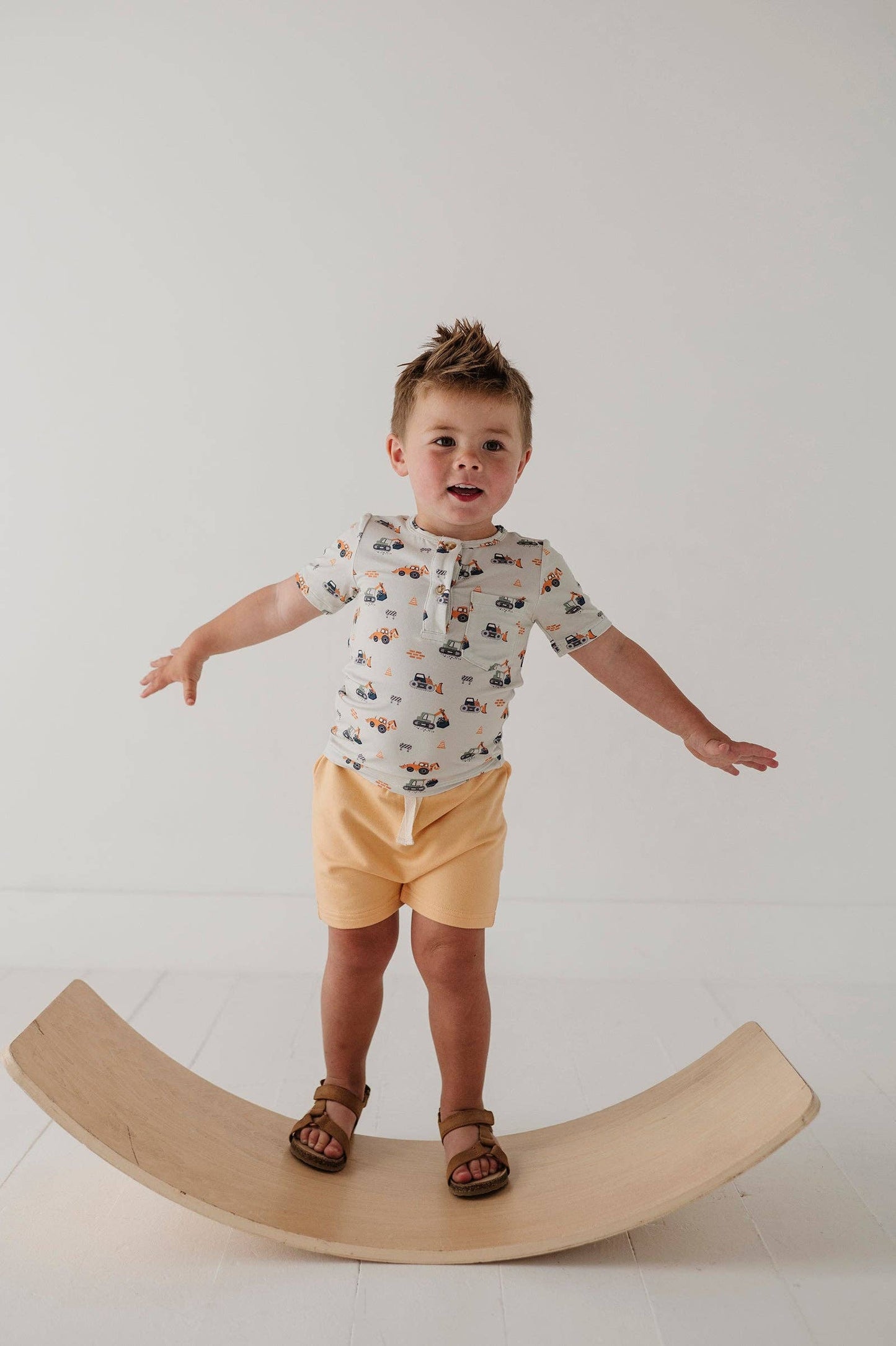 Construction Short Sleeve Henley Shirt