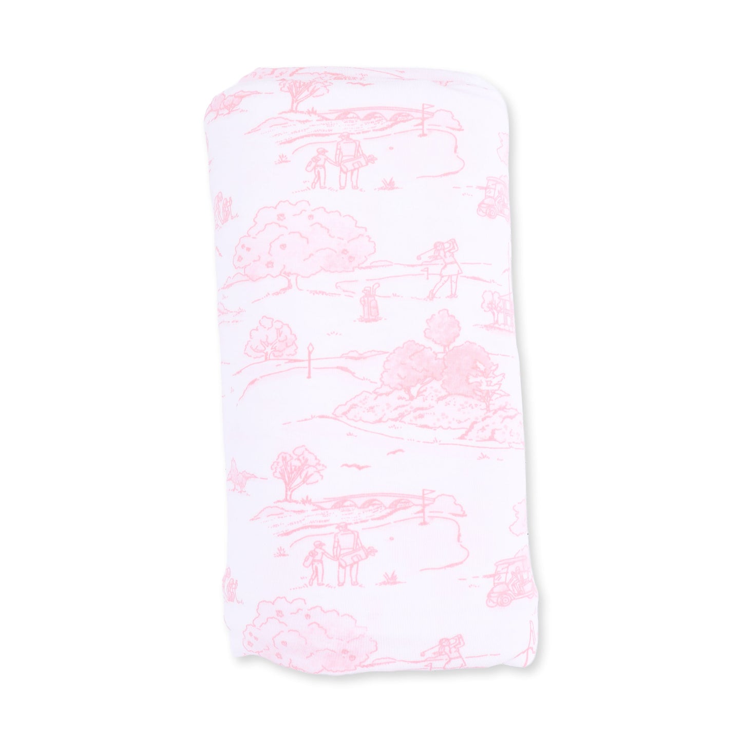 Golf Toile Pink Swaddle Blanket