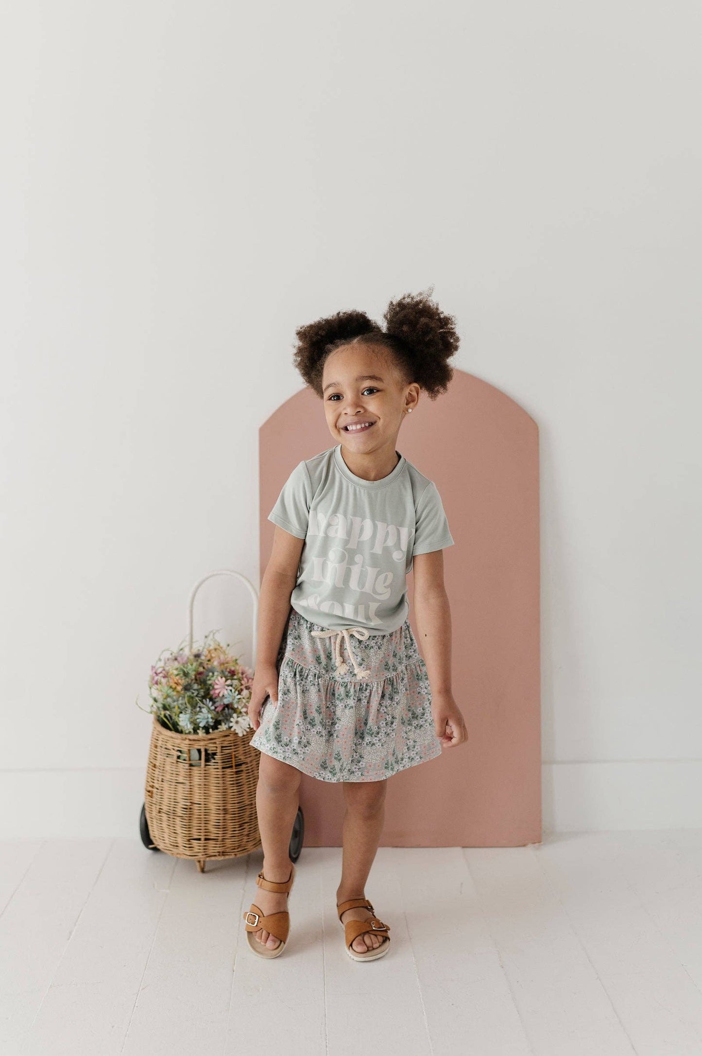 Aqua Grey Floral Skort