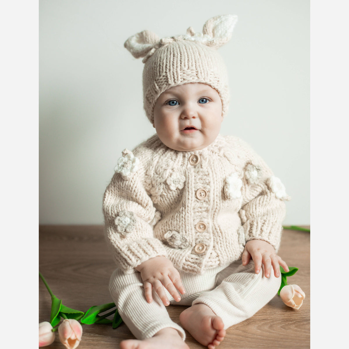 Natural Flower Knitted Cardigan