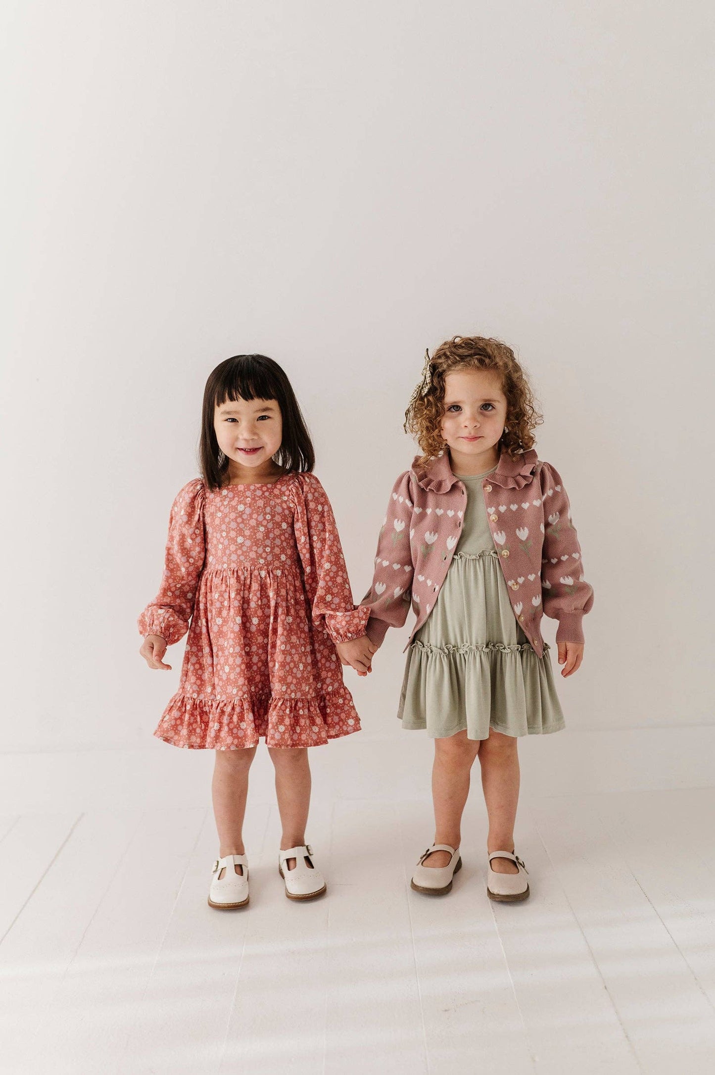 Tiny Petals Long Sleeve Viscose Dress