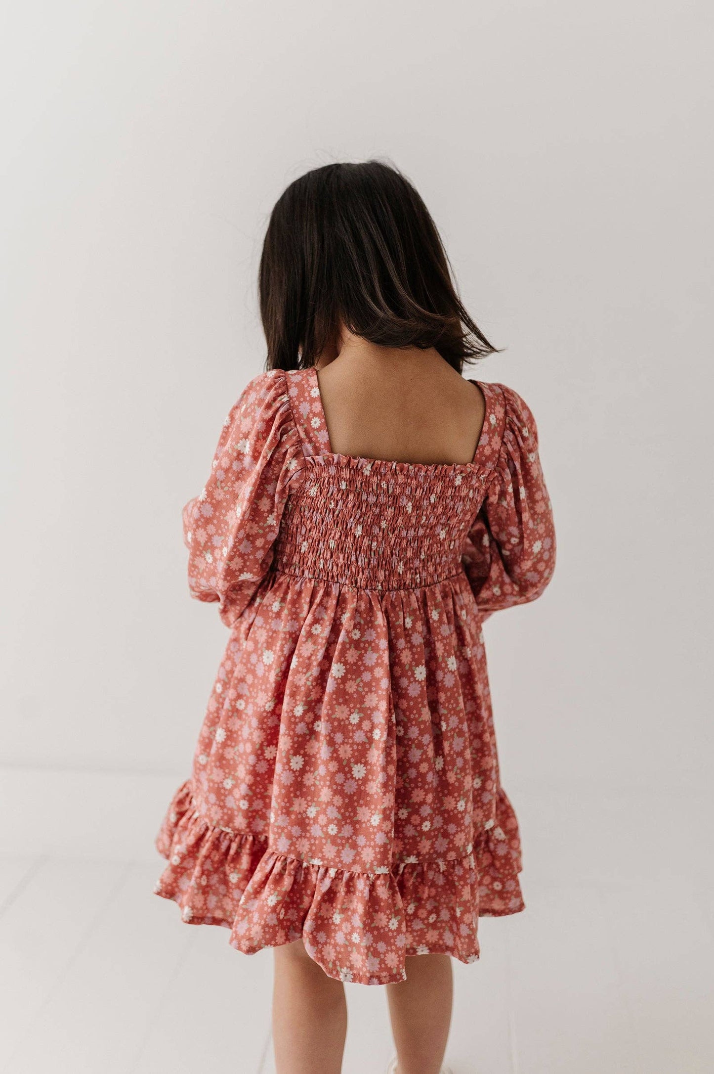 Tiny Petals Long Sleeve Viscose Dress