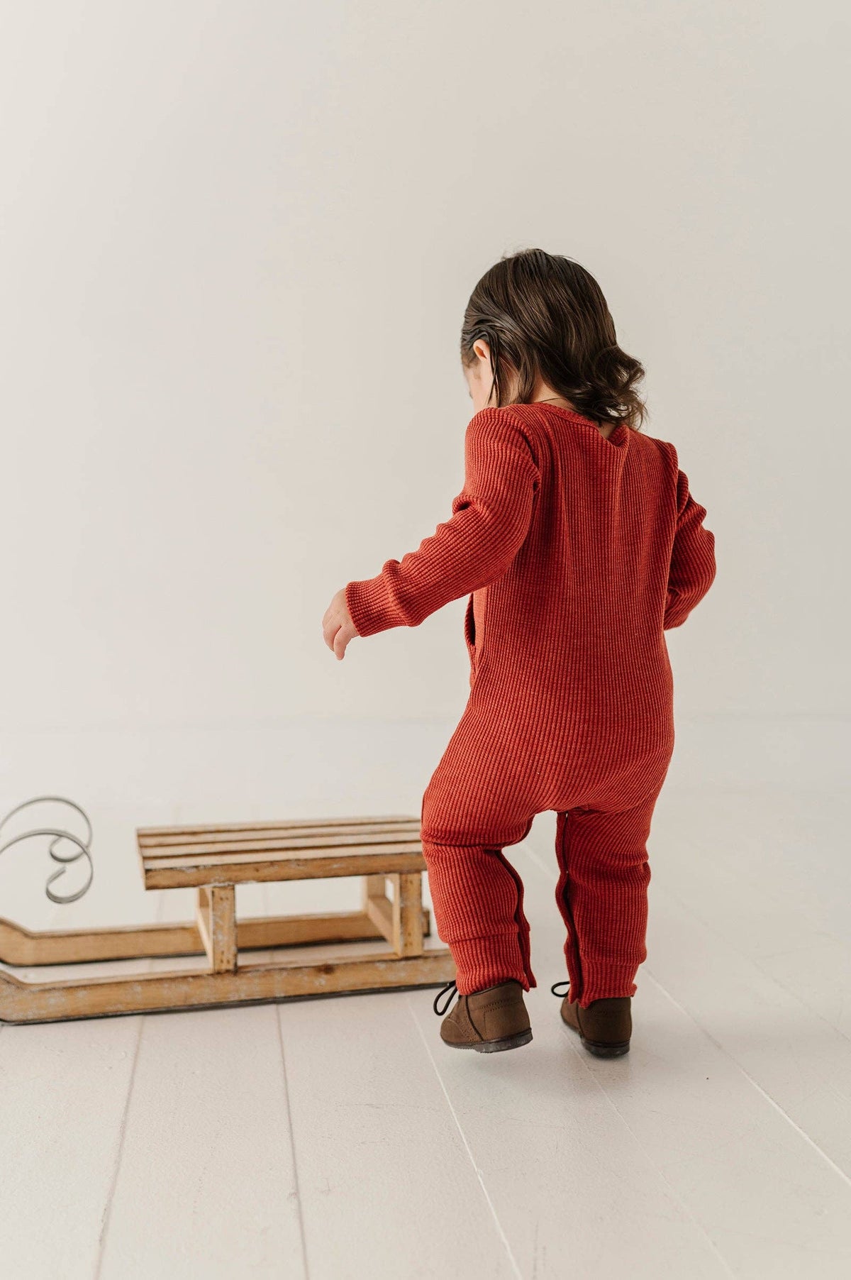 Berry Red Waffle Romper
