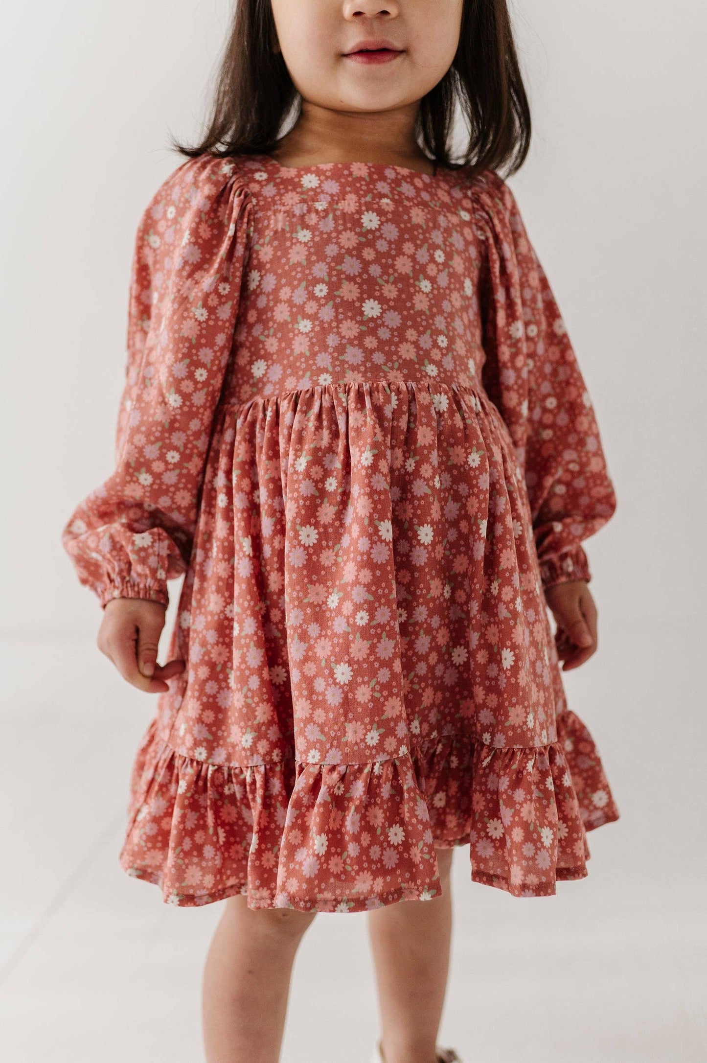 Tiny Petals Long Sleeve Viscose Dress