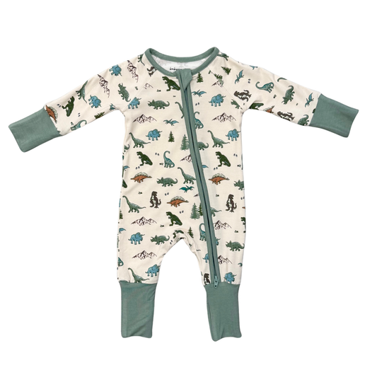 Dino Land Long Sleeve Zip Romper