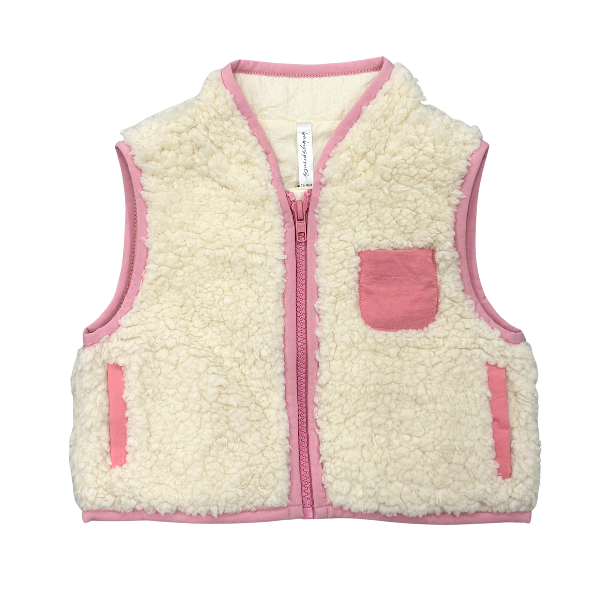 Cream & Rose Elegance Sherpa Zipper Vest