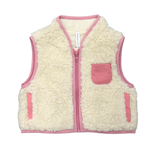 Cream & Rose Elegance Sherpa Zipper Vest