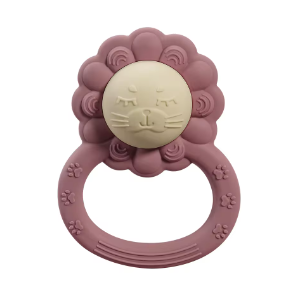 Silicone Lion Rattle- Dusty Rose