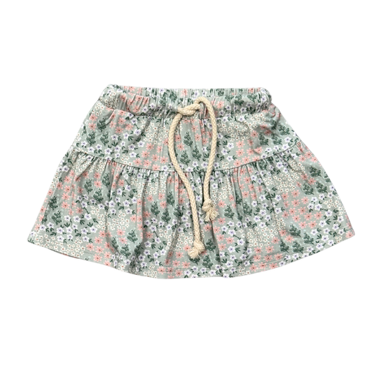 Aqua Grey Floral Skort