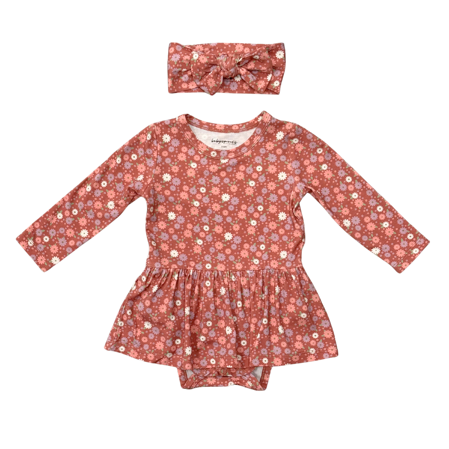 Tiny Petals Long Sleeve Onesie Dress