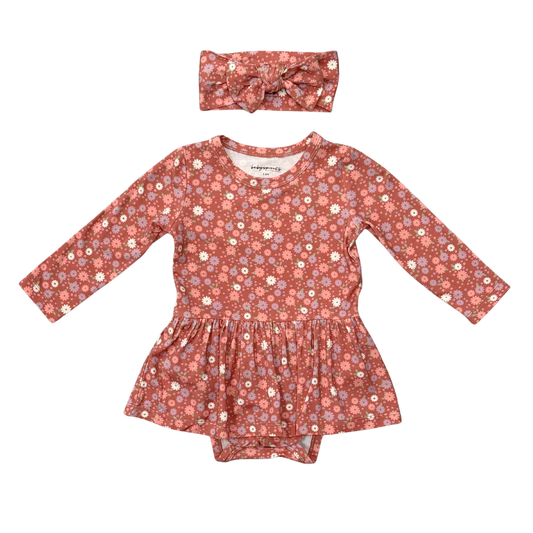 Tiny Petals Long Sleeve Onesie Dress