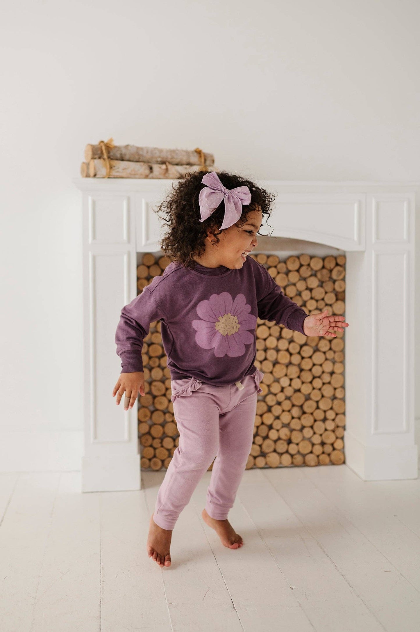 Bamboo Boxy Sweatshirt - Plum Wildflower