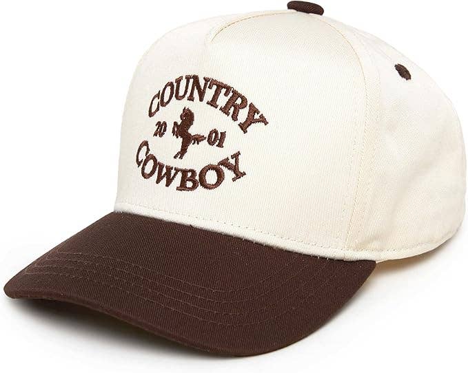 Country Cowboy Two Tone Vintage Cap - Brown/Beige