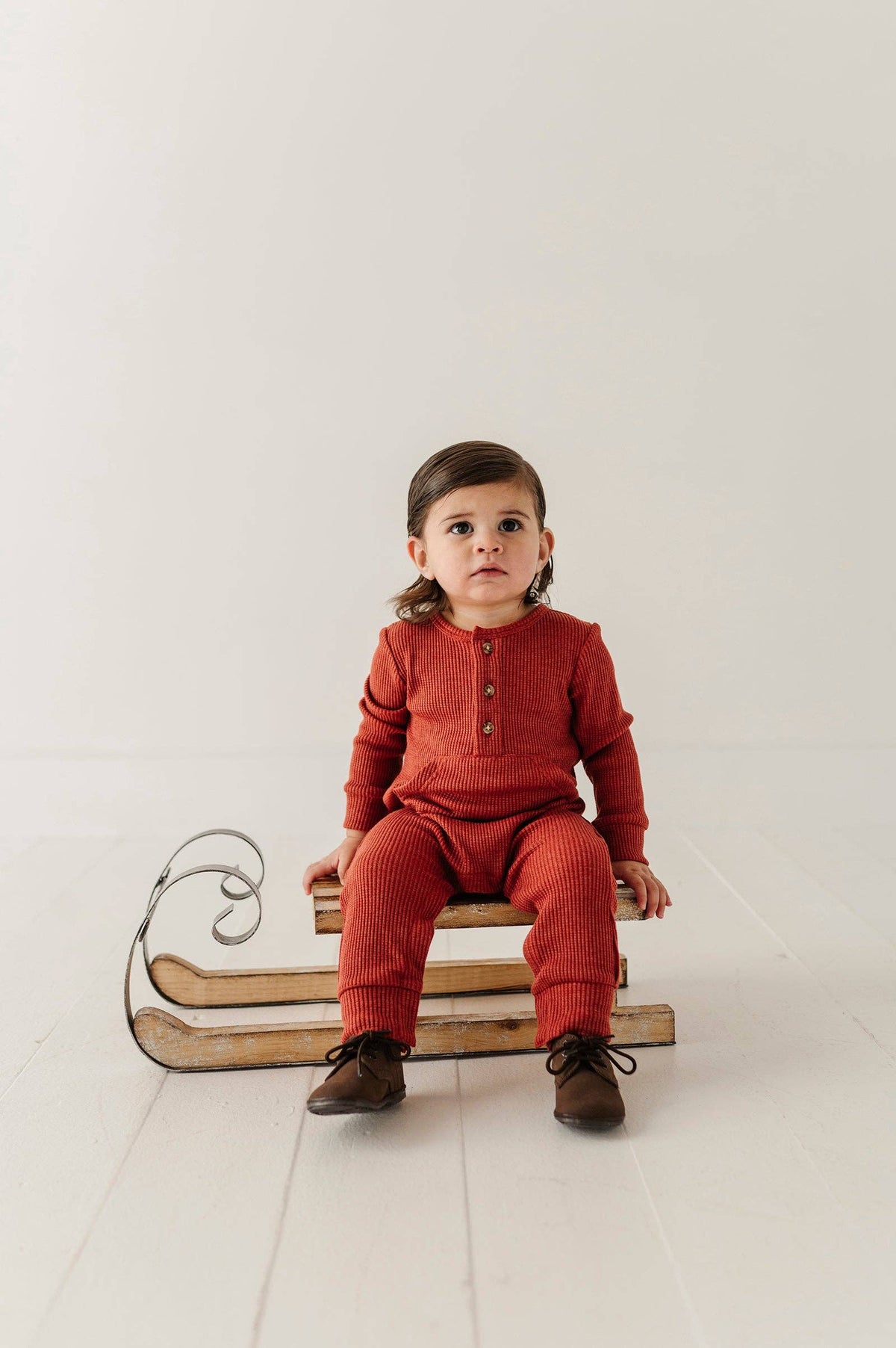 Berry Red Waffle Romper