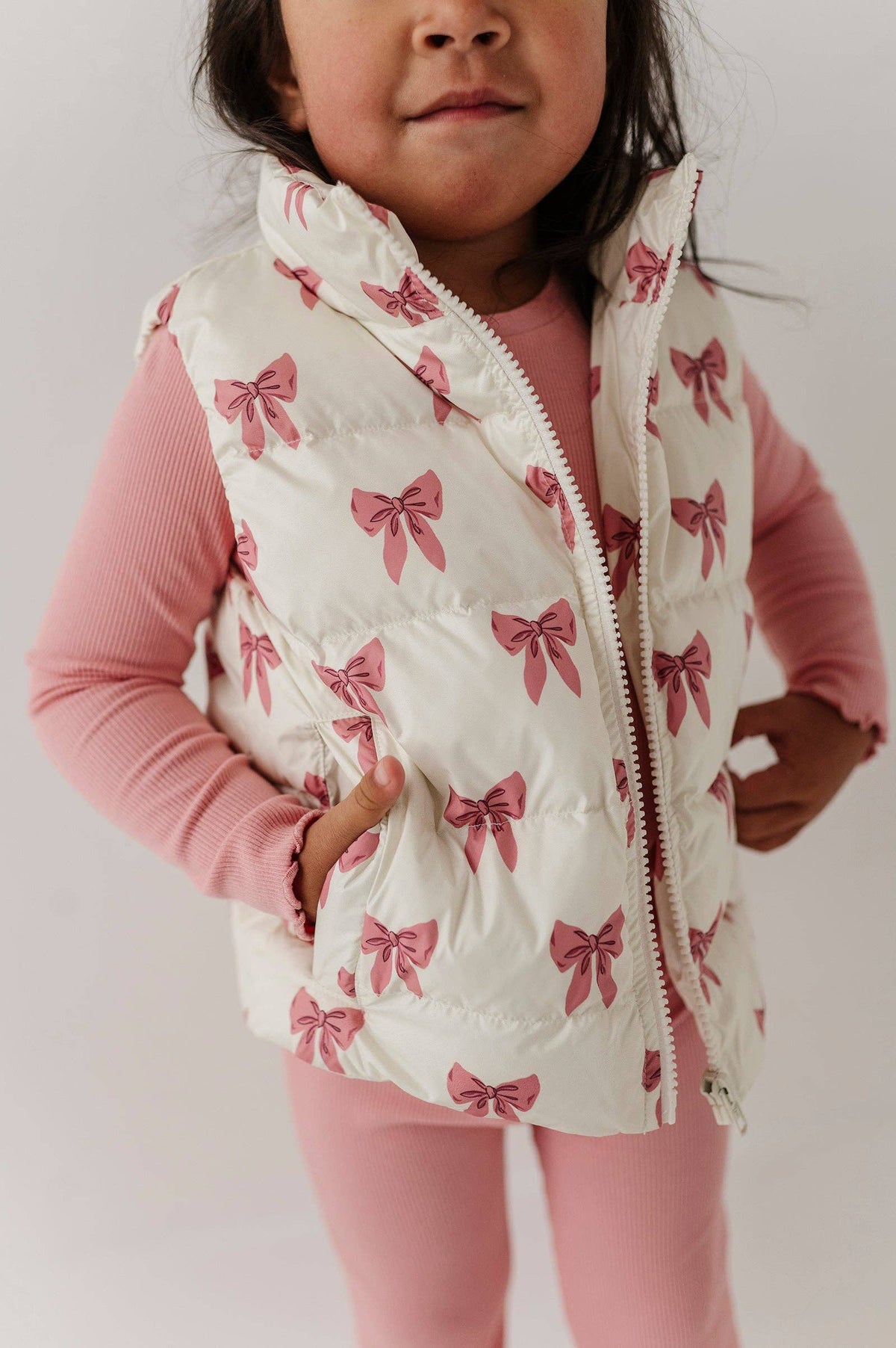 Rose Elegance Bows Puffer Vest