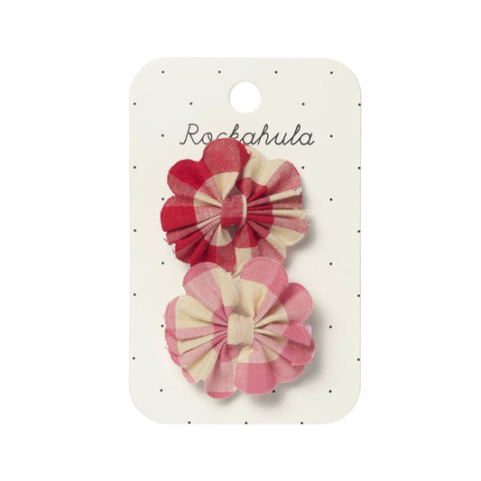 Scalloped Gingham Bow Clips
