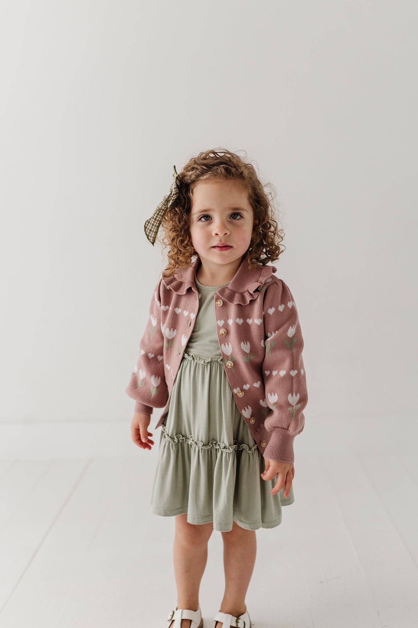 Tulip Heart Intarsia Knit Cardigan