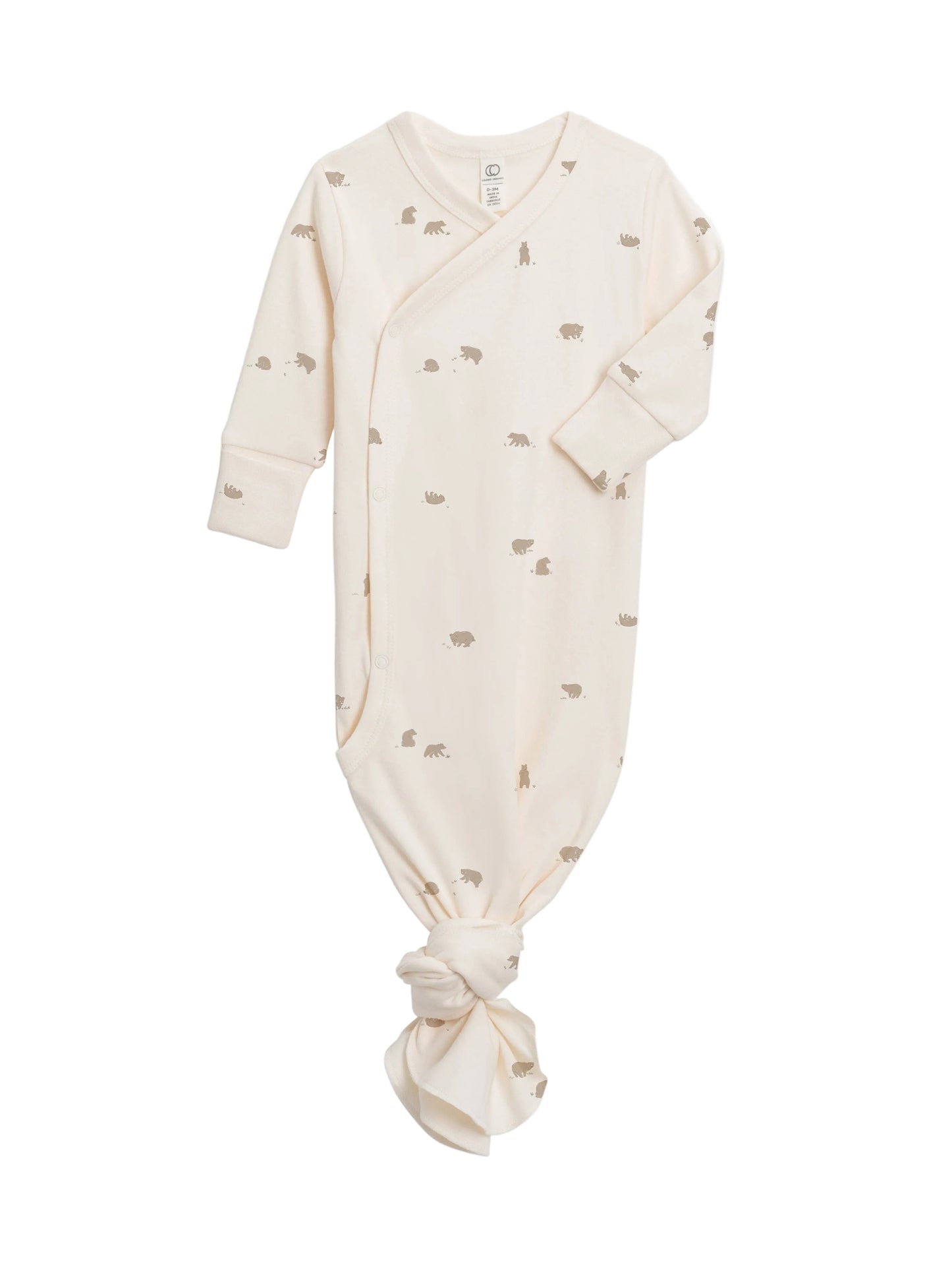 Organic Newborn Indy Kimono Gown - Bear / Truffle + Thyme