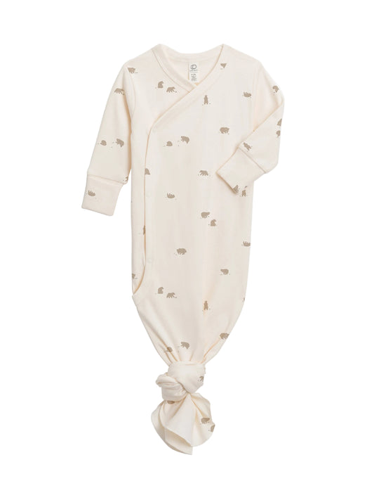 Organic Newborn Indy Kimono Gown - Bear / Truffle + Thyme