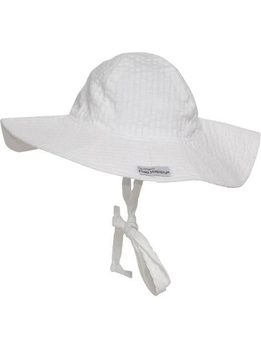 Vanilla Stripe Seersucker Floppy Sun Hat