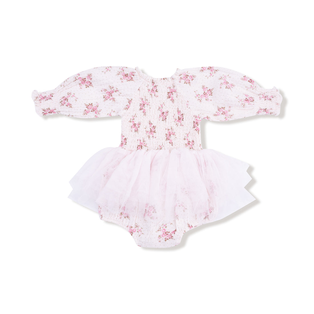 Belle Rosette Dot L/S Smocked Bubble W/ Tutu