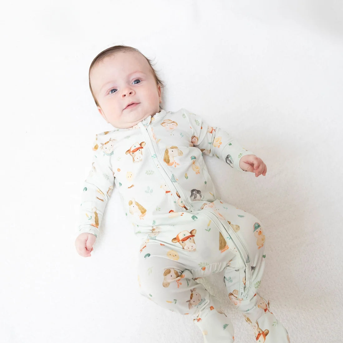Baby Farm Faces 2 Way Zipper Footie